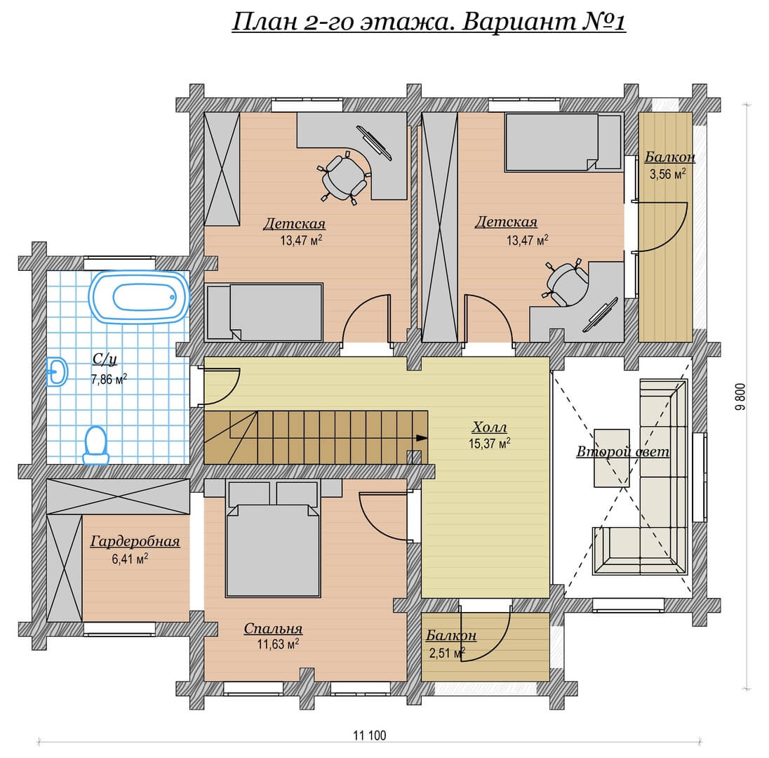 Дом из бревна 161м2 Проект №ВЗ-118 «Цезарь»